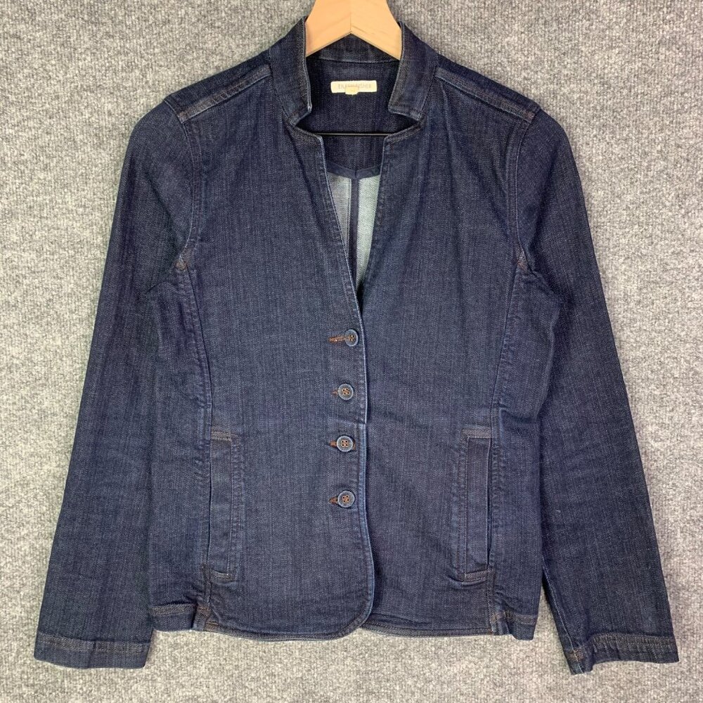 Eileen Fisher Organic Cotton Blend Denim Jacket Women's XSmall Blue‎ Button-Up